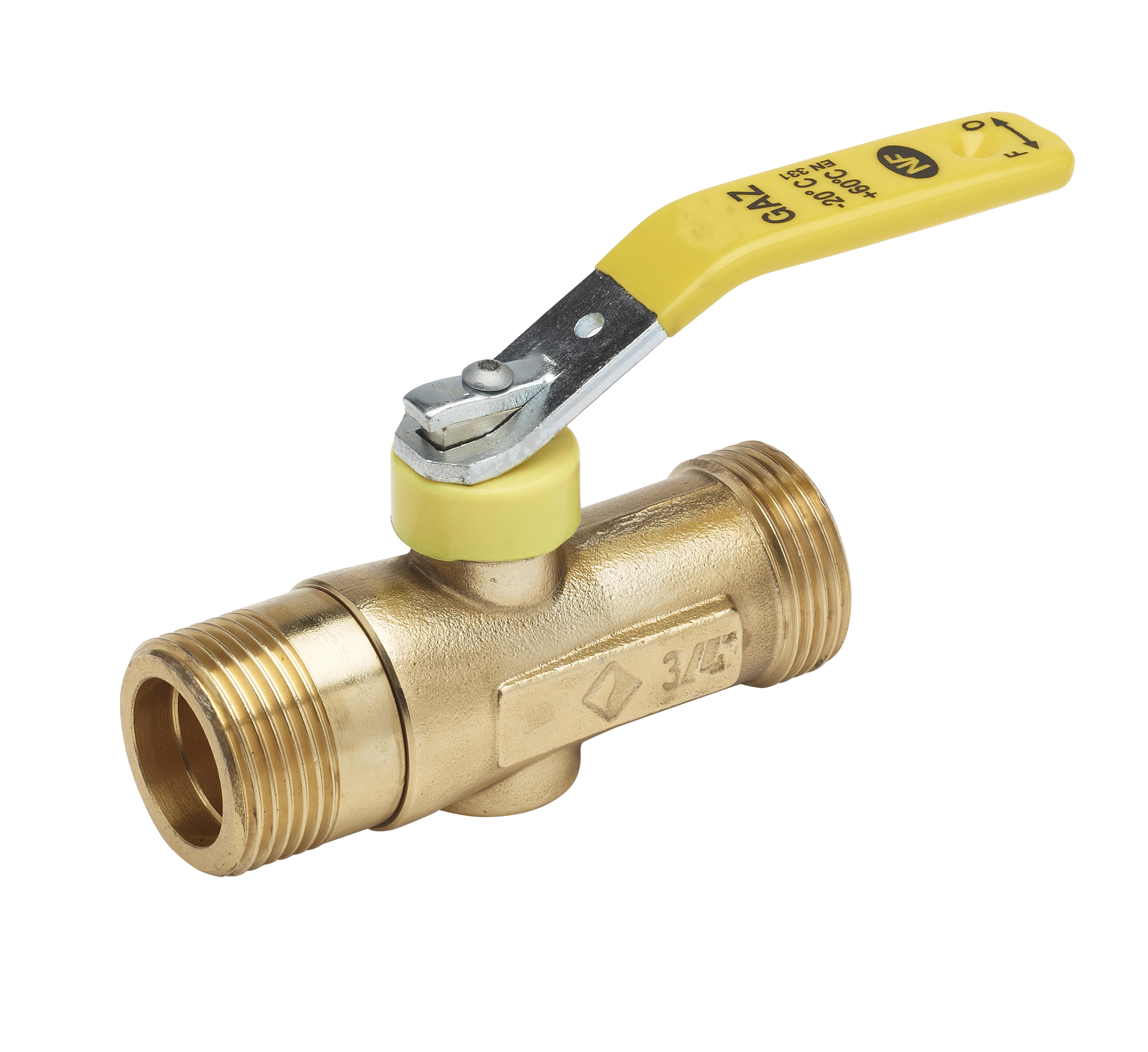 ROBINET GAZ M/M G 2" 1/4 sans pattes manette jaune sachet - GRDF 8401036